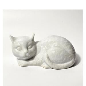 Vintage Mid Century White Cat Made in Japan Ceramic Figurine